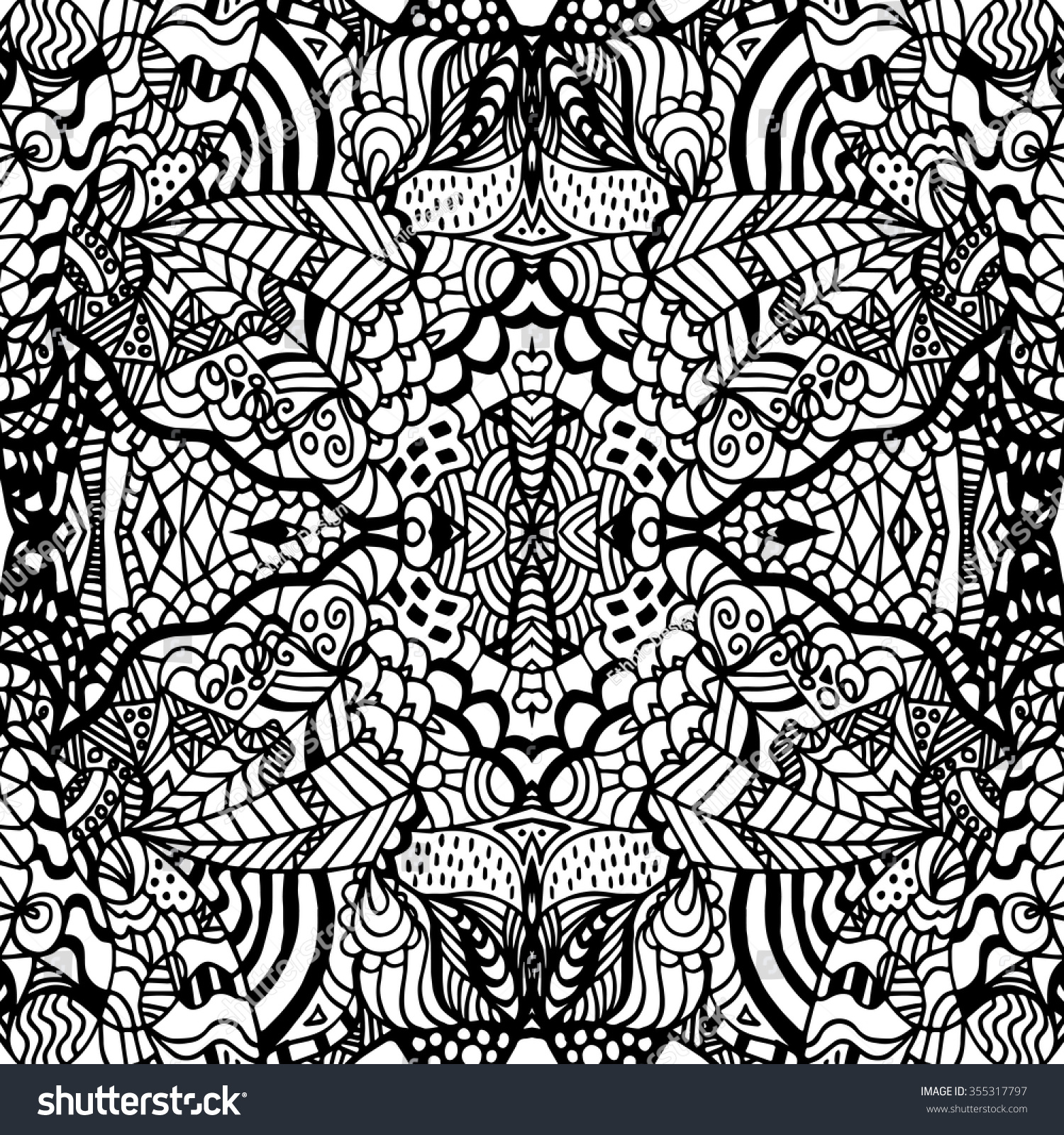 Adult colouring book pages Vector abstract seamless fantasy pattern hand drawn outline geometrical ornaments