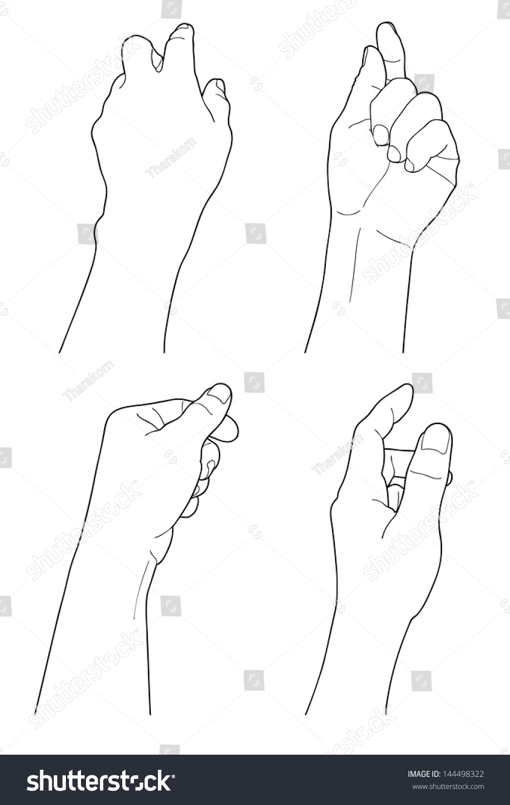 Adult Man Hand To Hold Something, Isolated On White Stock Vector ...