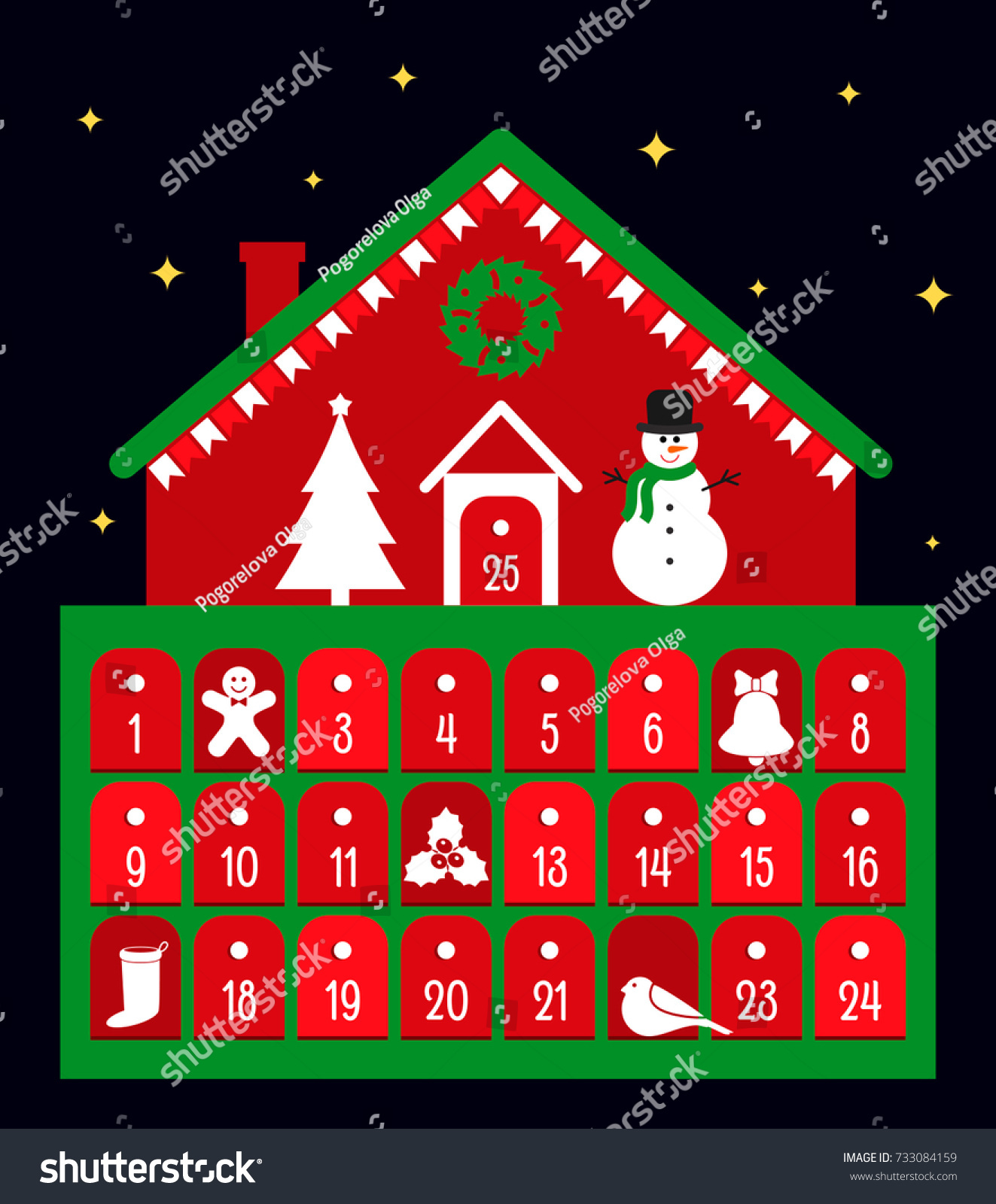 Advent Calendar Flat Cartoon Style Vector Stock Vector (Royalty Free ...