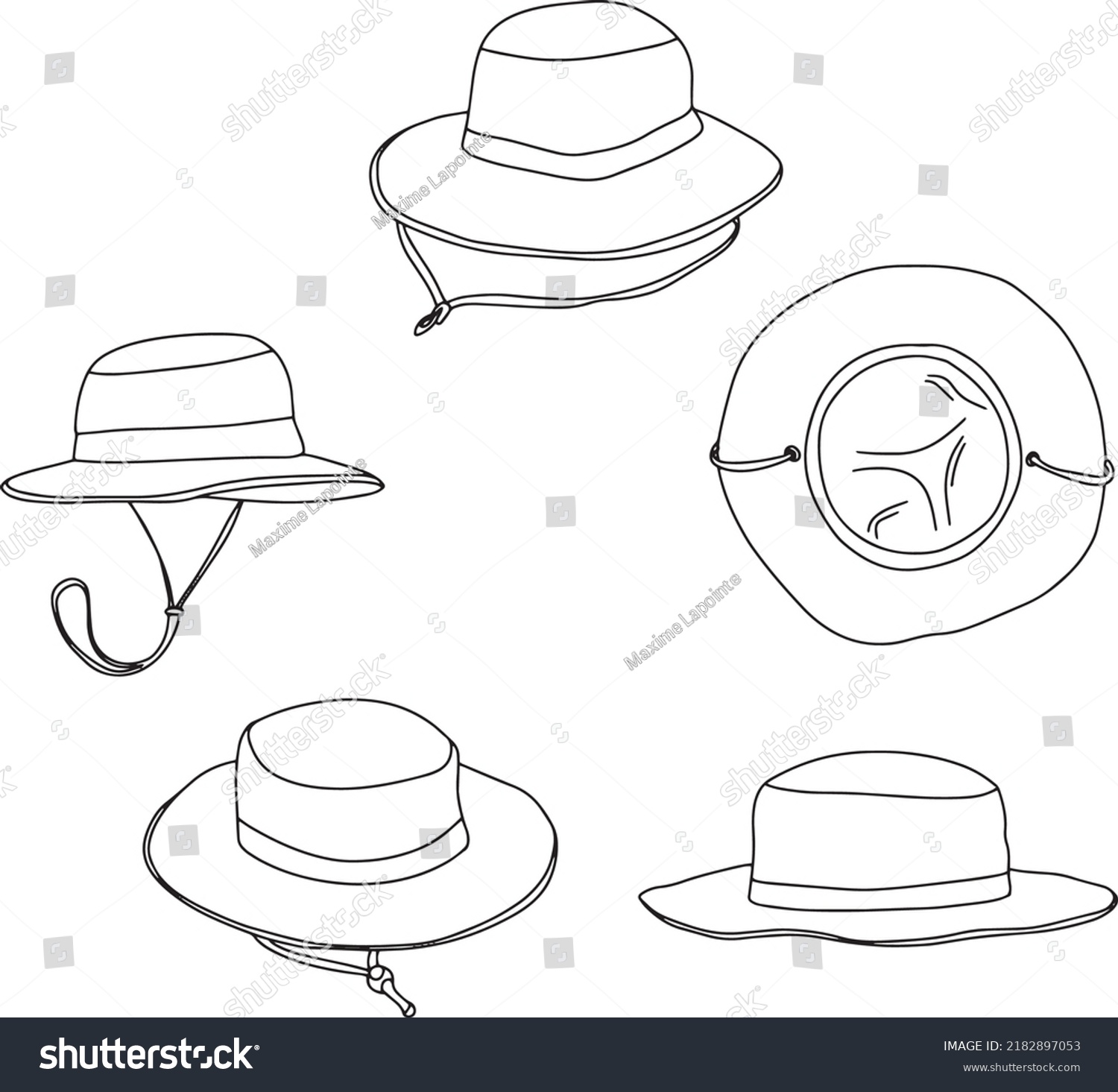 Adventure Hat Many Angles Sun Protection Stock Vector (Royalty Free ...