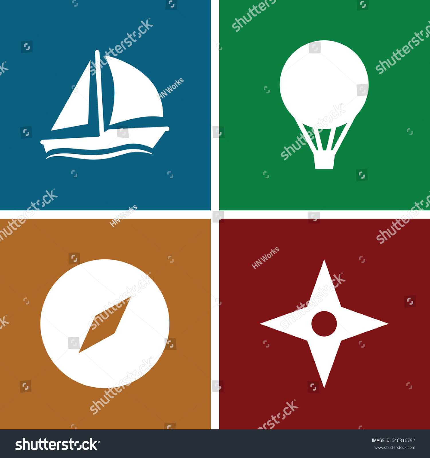 SVG of Adventure icons set. set of 4 adventure filled icons such as sailboat, air balloon svg