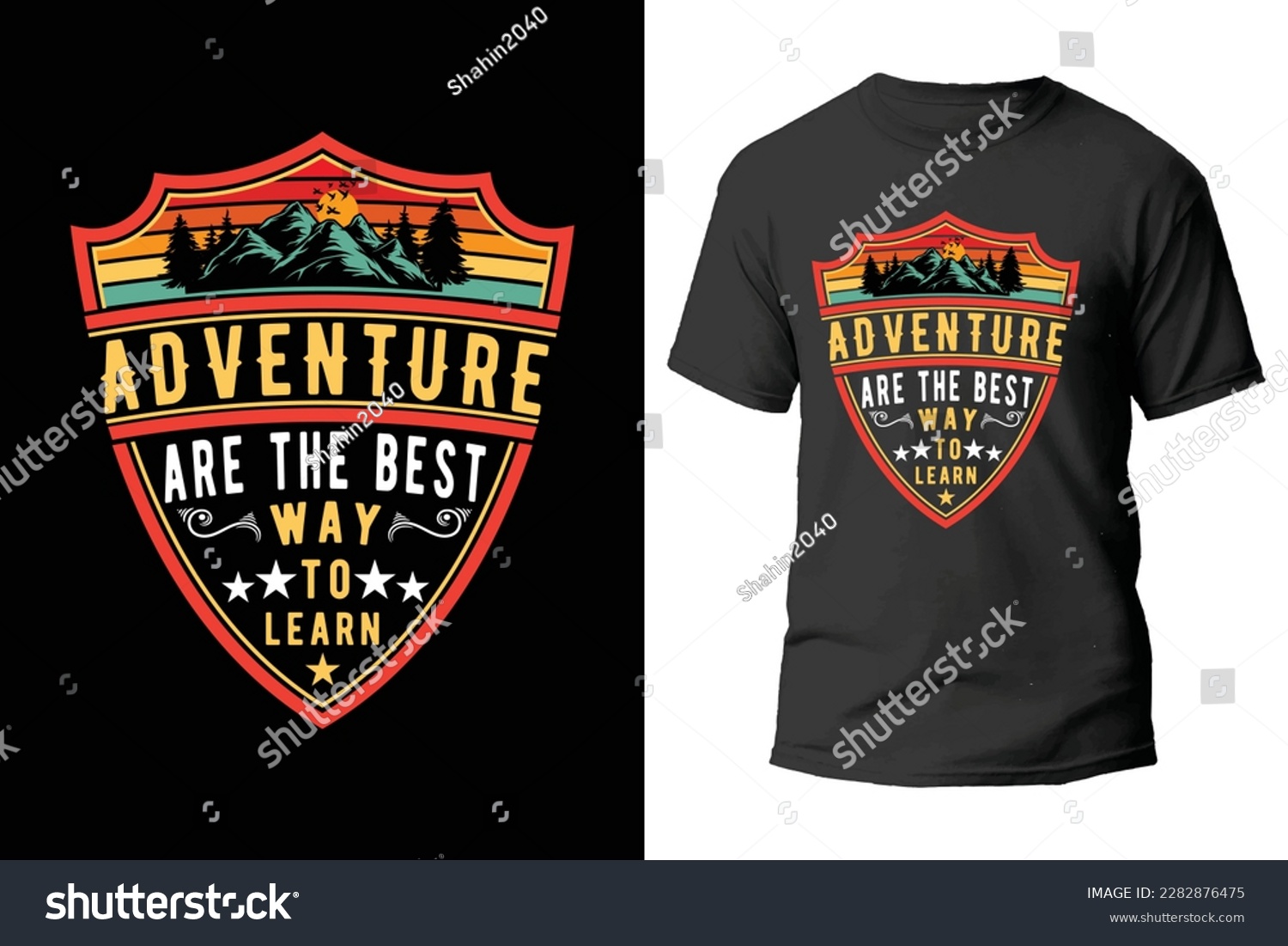SVG of Adventure quotes typography t-shirt design with mountain and pine tree. sunset explore sea svg