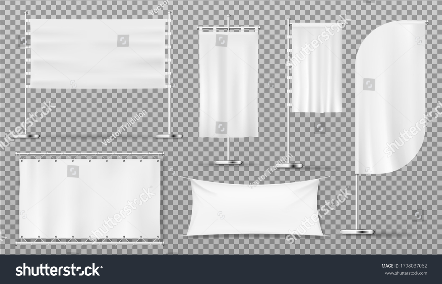 Advertising Banners Flags Blank Isolated White Stock Vector (Royalty ...