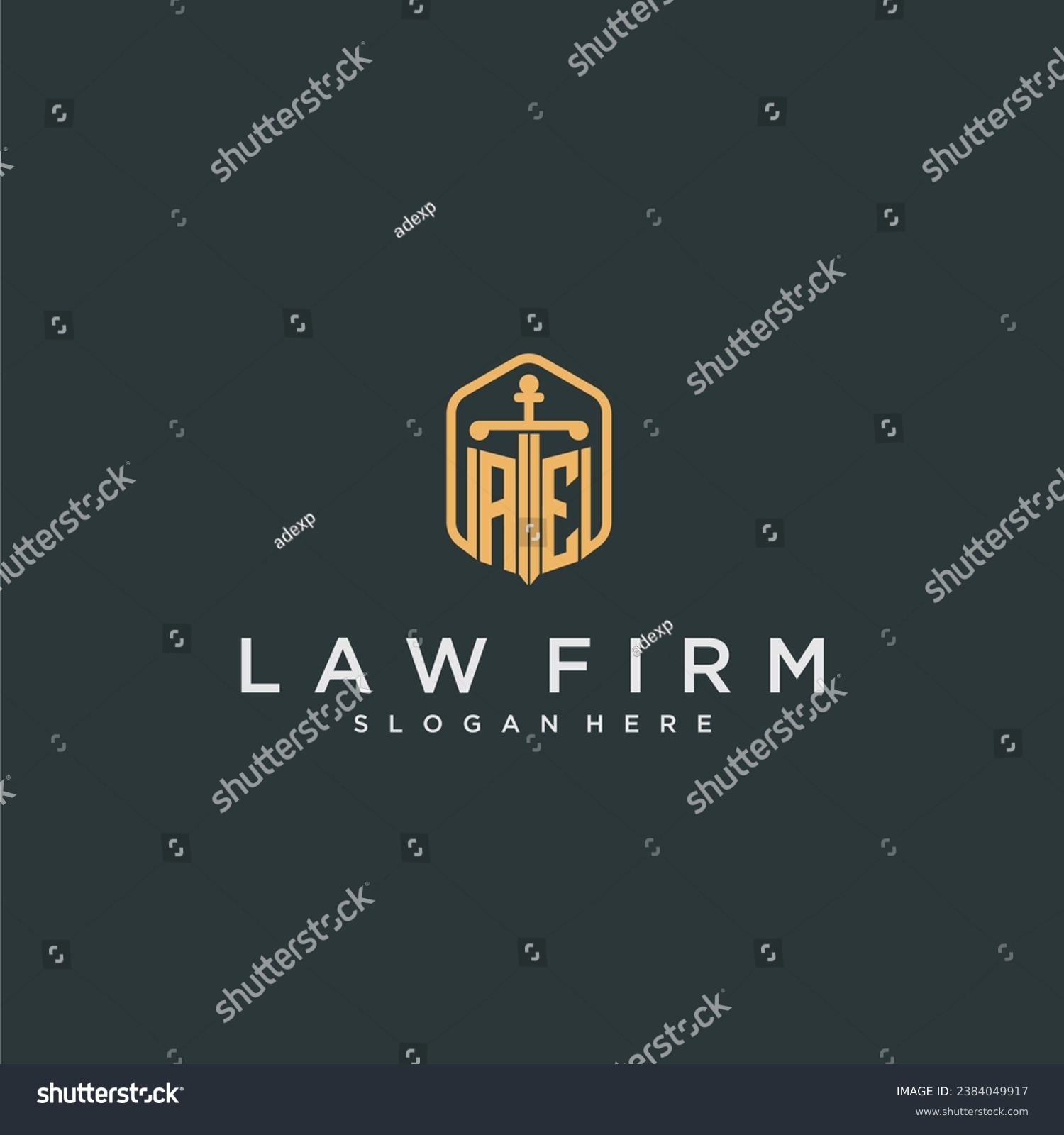 SVG of AE initial logo monogram with shield and sword style design for law firm svg