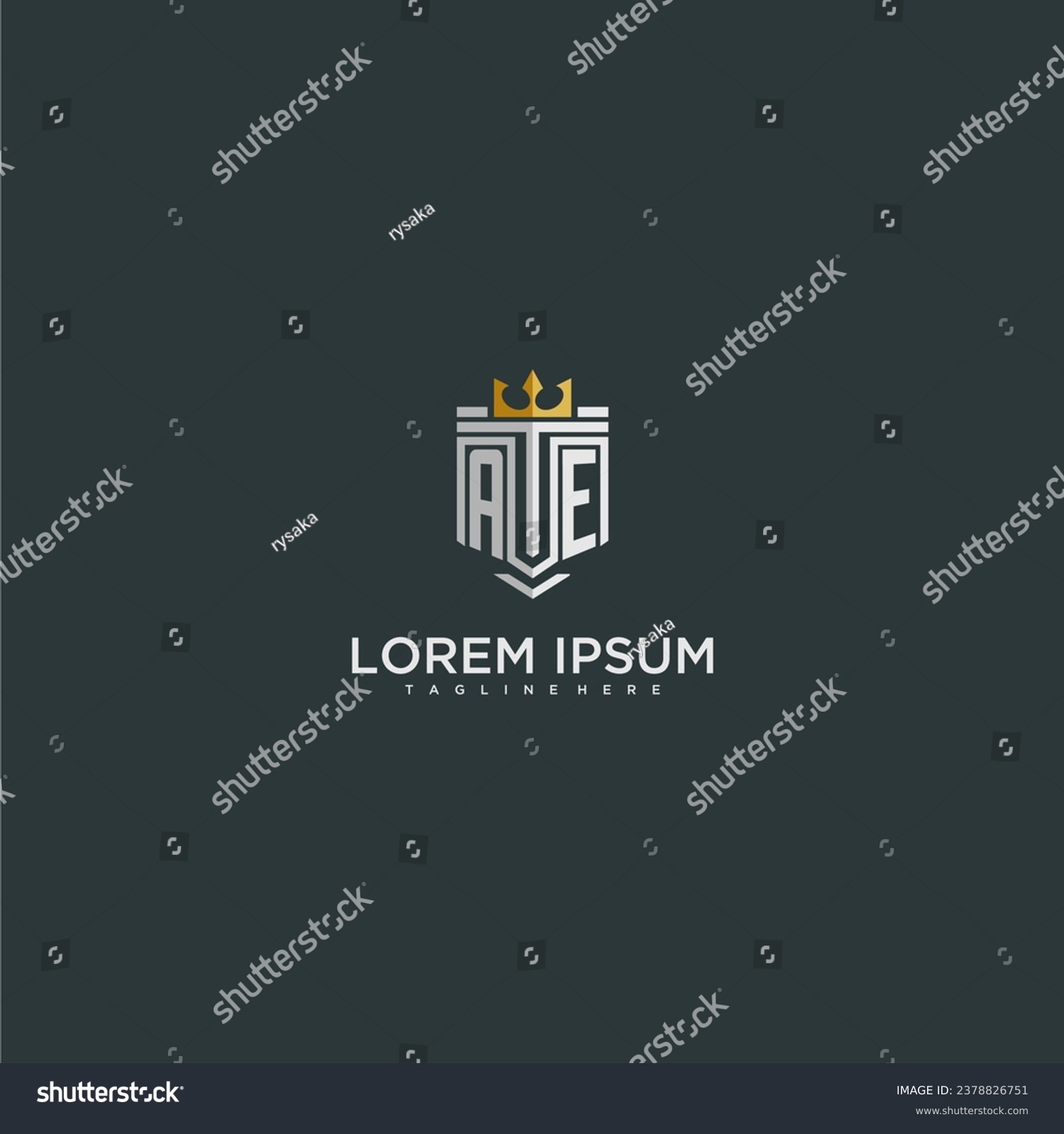 SVG of AE initial monogram for crown and shield logo design svg