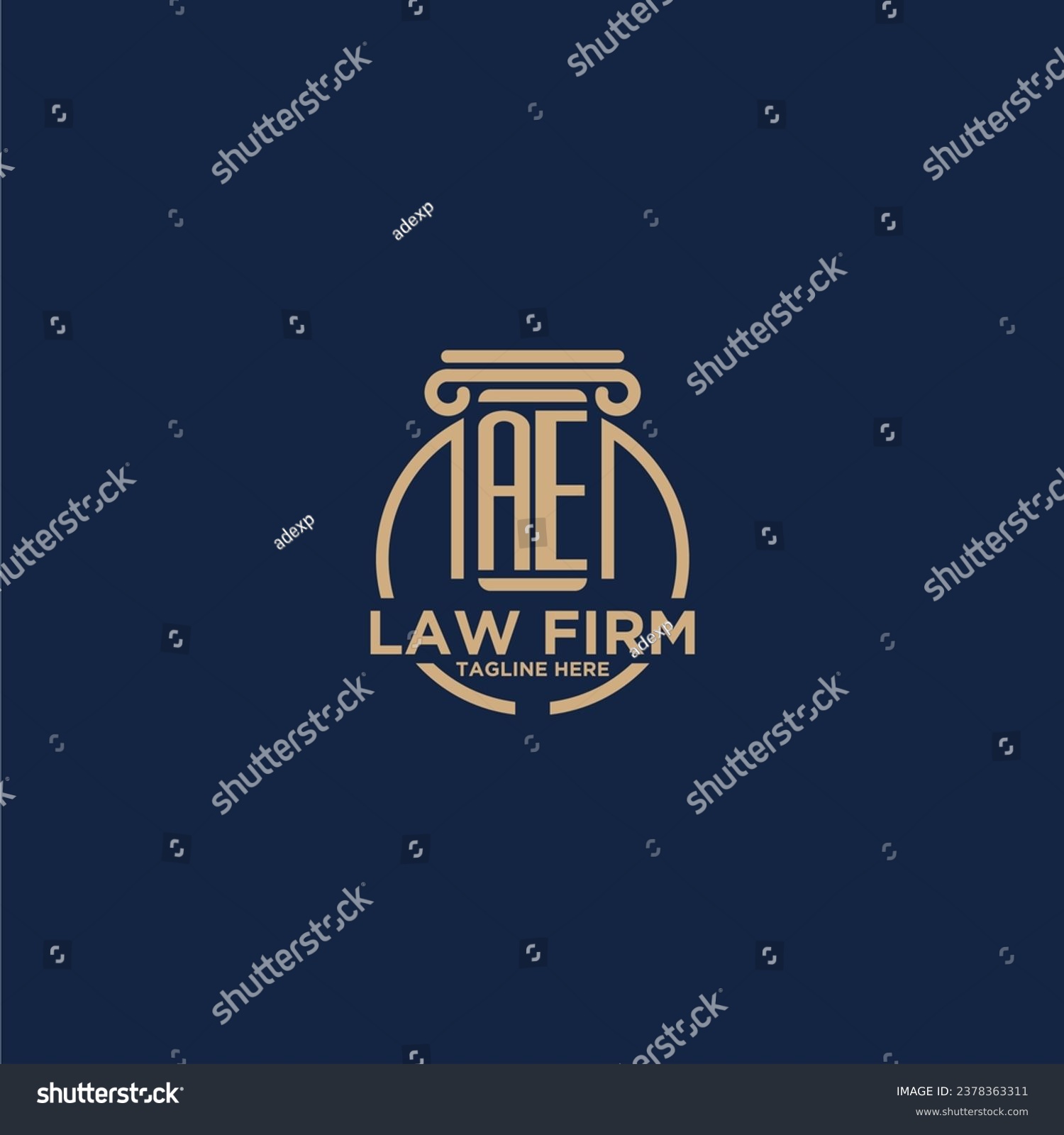 SVG of AE initial monogram for law firm with creative circle line svg