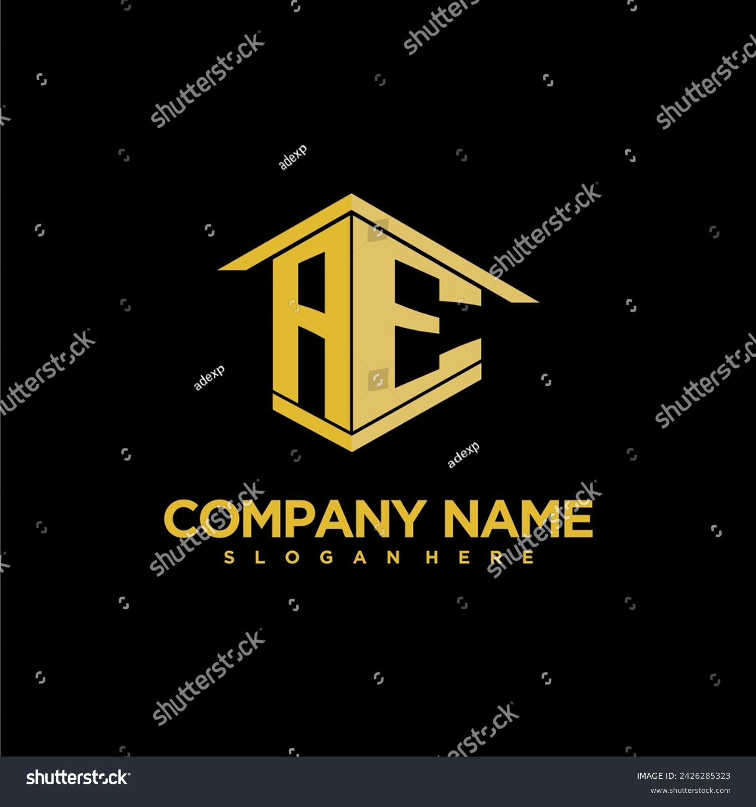 SVG of AE initial monogram logo for real estate with creative building style design svg