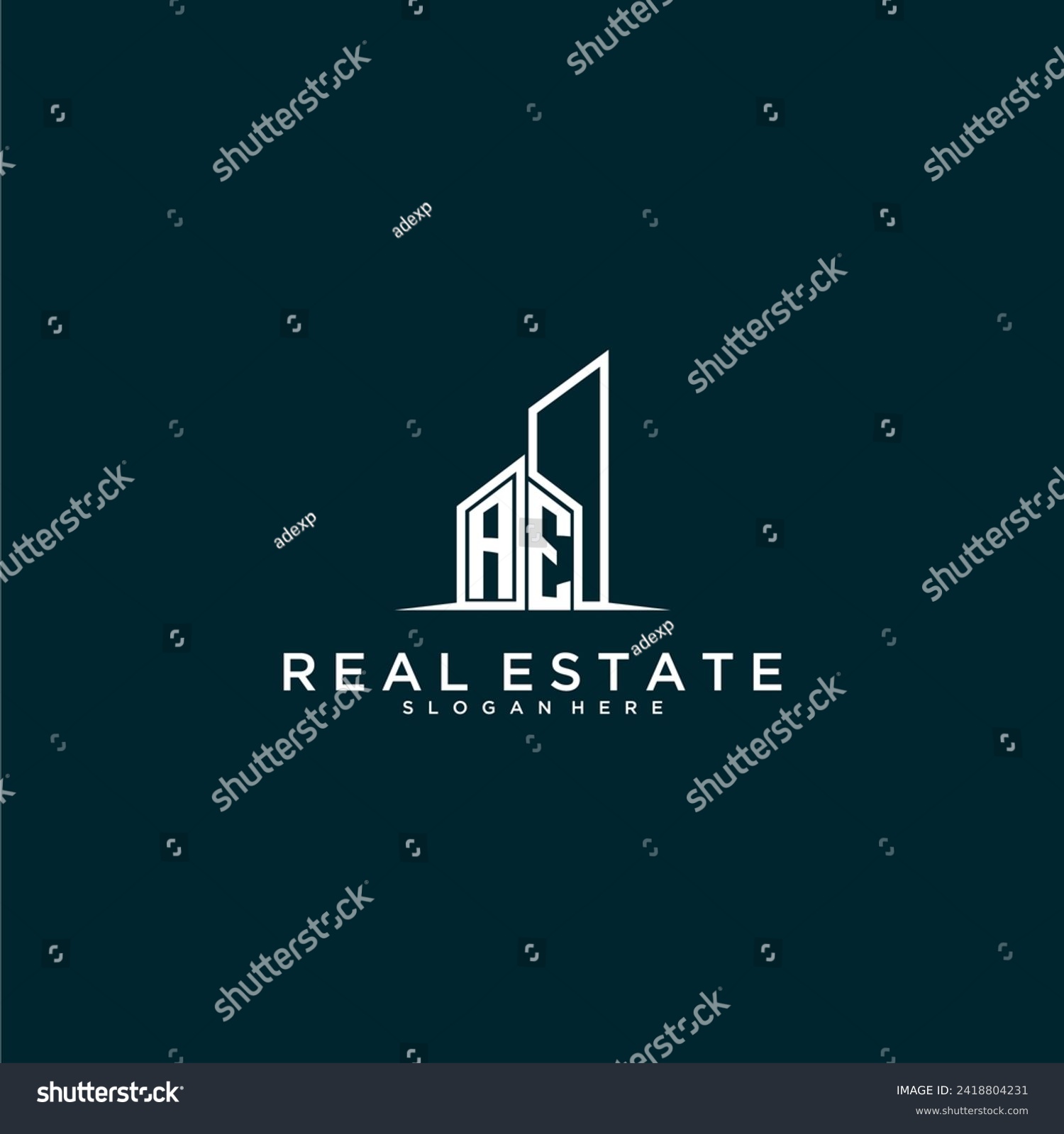 SVG of AE initial monogram logo real estate with building style design vector svg