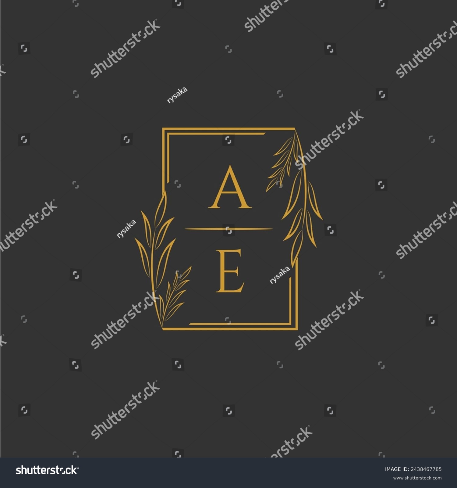 SVG of AE initial monogram wedding with creative square line svg