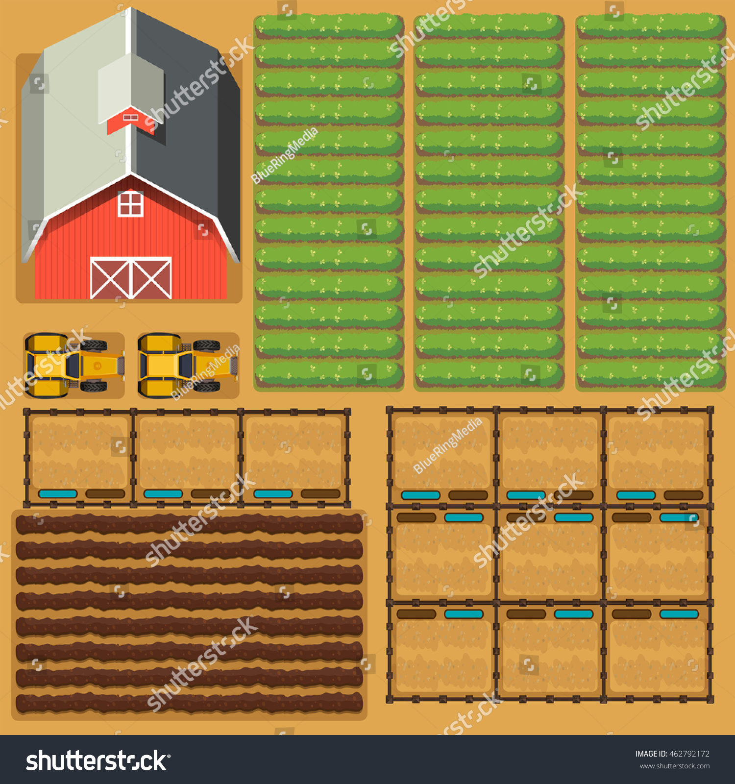 Aerial View Farmland Crops Illustration Stock Vector (Royalty Free ...