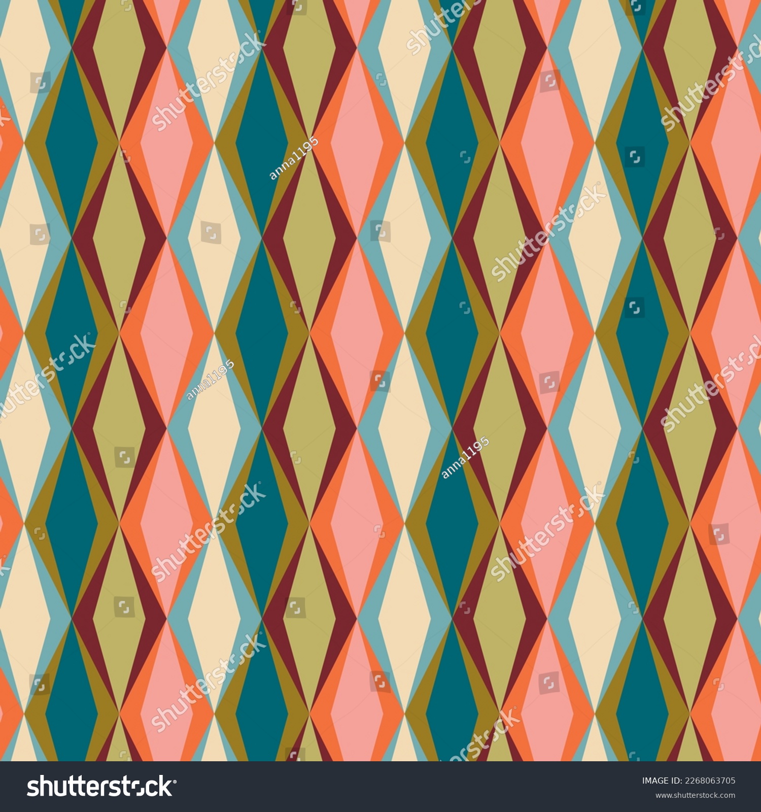 SVG of Aesthetic mid century printable seamless pattern with retro design. Decorative 50`s, 60's, 70's style Vintage modern background in minimalist mid century style for fabric, wallpaper or wrapping svg