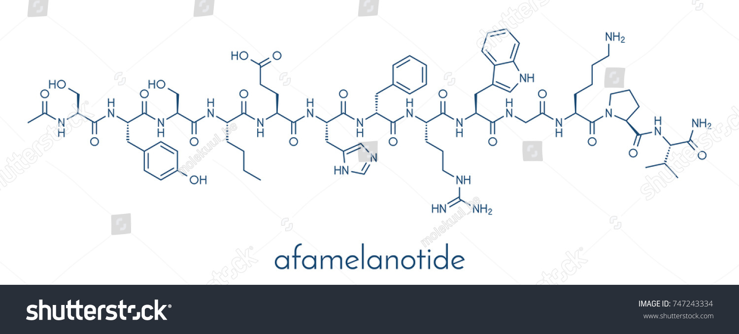 SVG of Afamelanotide (melanotan-1) photoprotective drug molecule. Skeletal formula. svg
