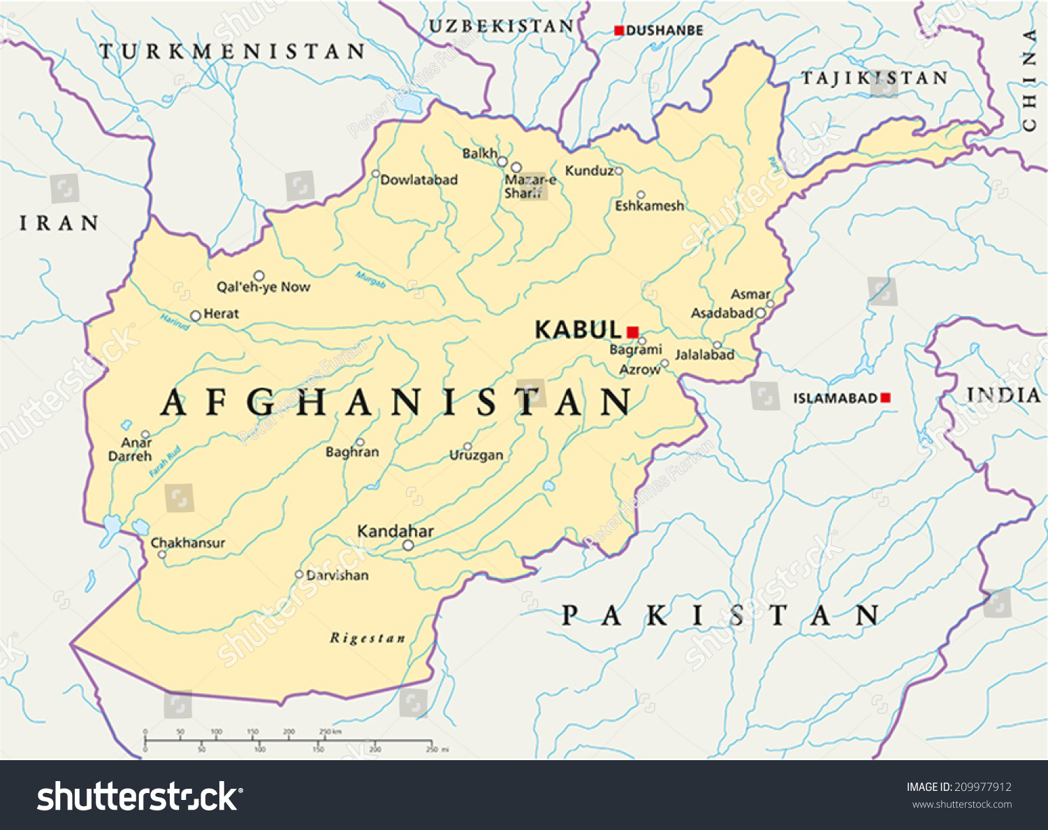 Afghanistan Political Map Capital Kabul National Stock Vector 209977912   Stock Vector Afghanistan Political Map With Capital Kabul National Borders Most Important Cities Rivers And 209977912 