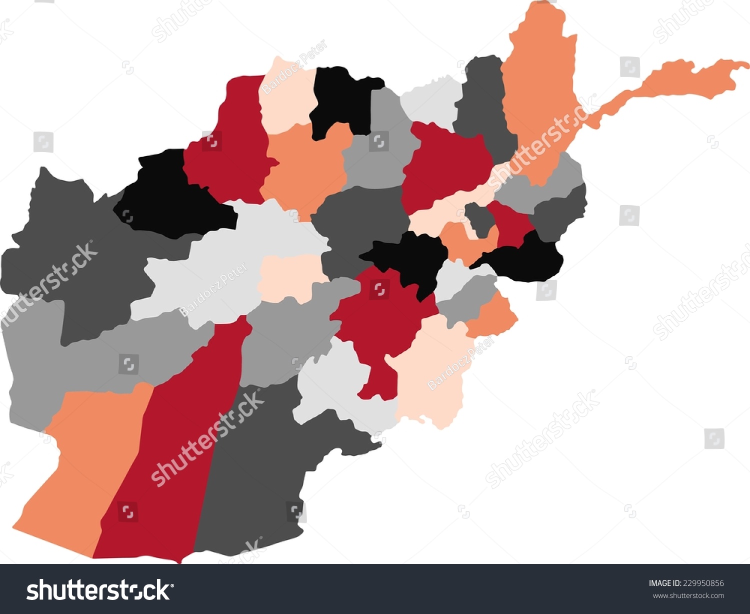 Afghanistan Political Map Pastel Colors 스톡 벡터(로열티 프리) 229950856