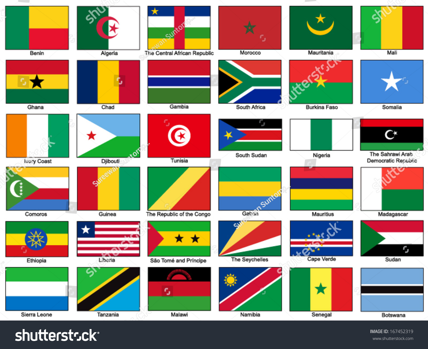 Africa Flags Vector Set Stock Vector 167452319 - Shutterstock