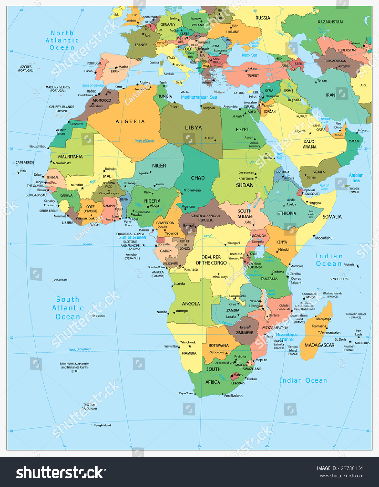 Africa Highly Detailed Editable Political Map Stock Vector Royalty Free 428786164 Shutterstock 5672