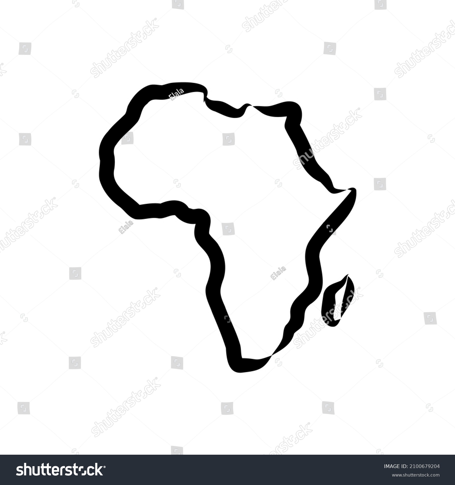 Africa Map Outline Graphic Freehand Drawing Stock Vector Royalty Free 2100679204 