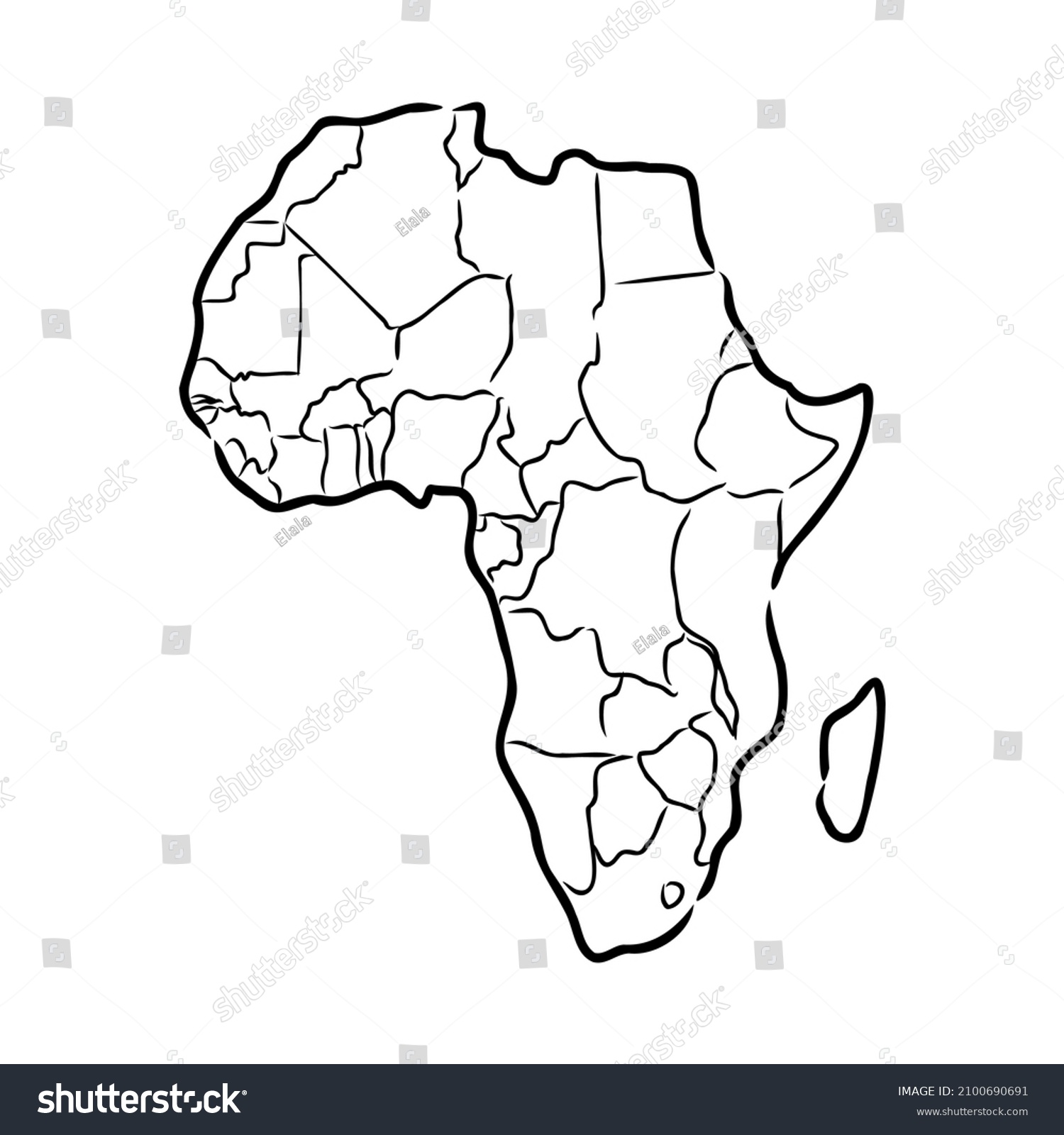 Africa Map Outline Graphic Freehand Drawing Stock Vector Royalty Free 2100690691 4581