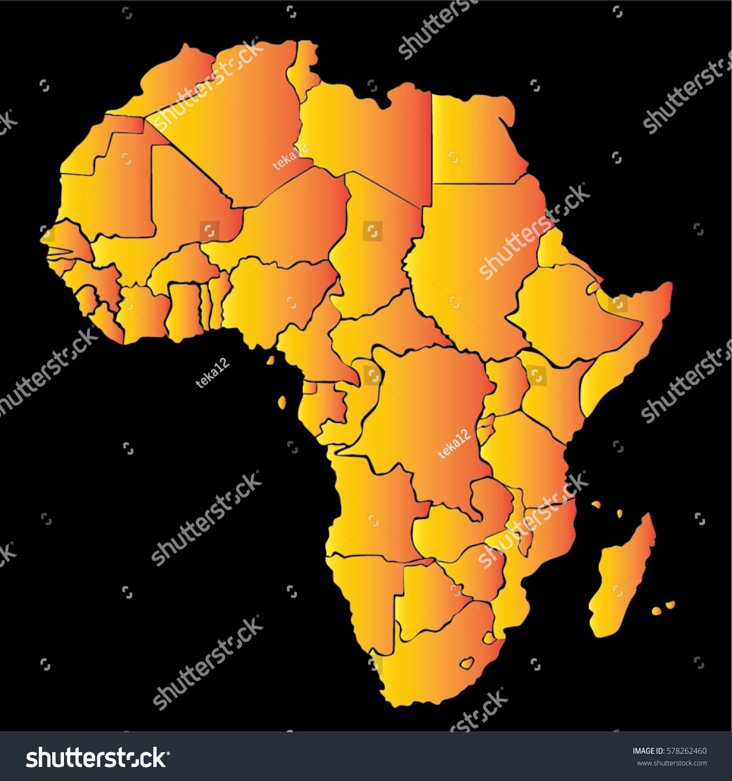 Africa Map Vector Stock Vector Royalty Free 578262460 3945