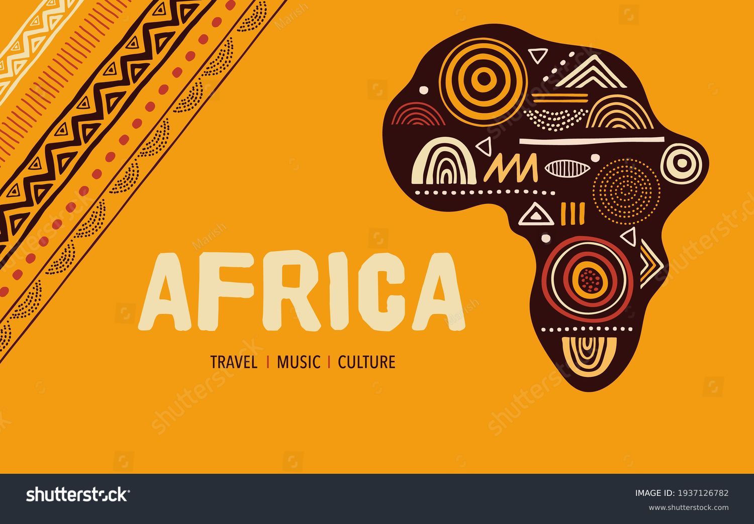 SVG of Africa patterned map. Banner with tribal traditional grunge pattern, elements, concept design svg