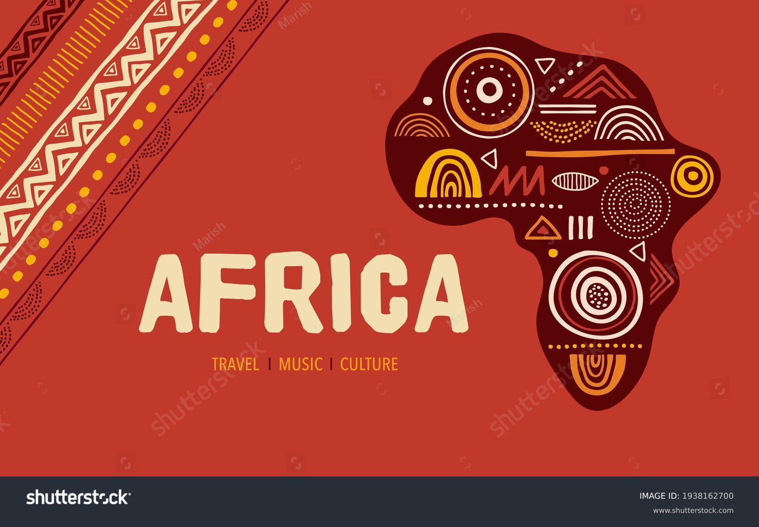 SVG of Africa patterned map. Banner with tribal traditional grunge pattern, elements, concept design svg