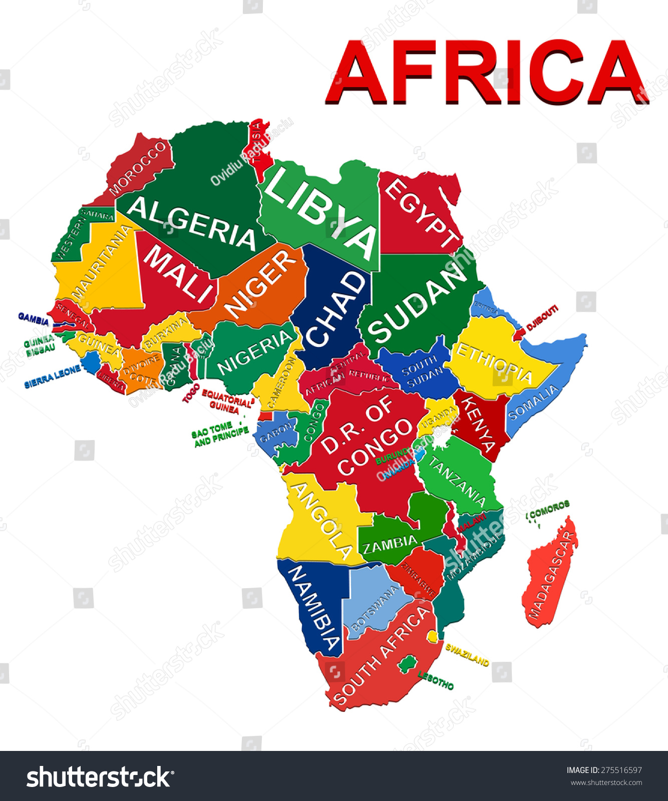 Africa Political Map Vector De Stock Libre De Regalías 275516597 4630