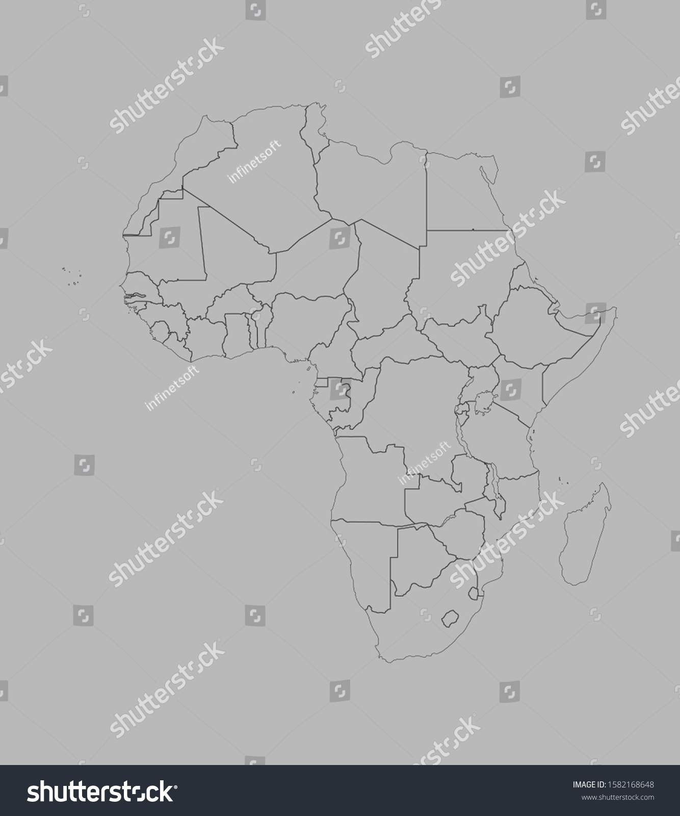 Africa Political Map Outline Vector Illustration Stock Vector Royalty Free 1582168648 