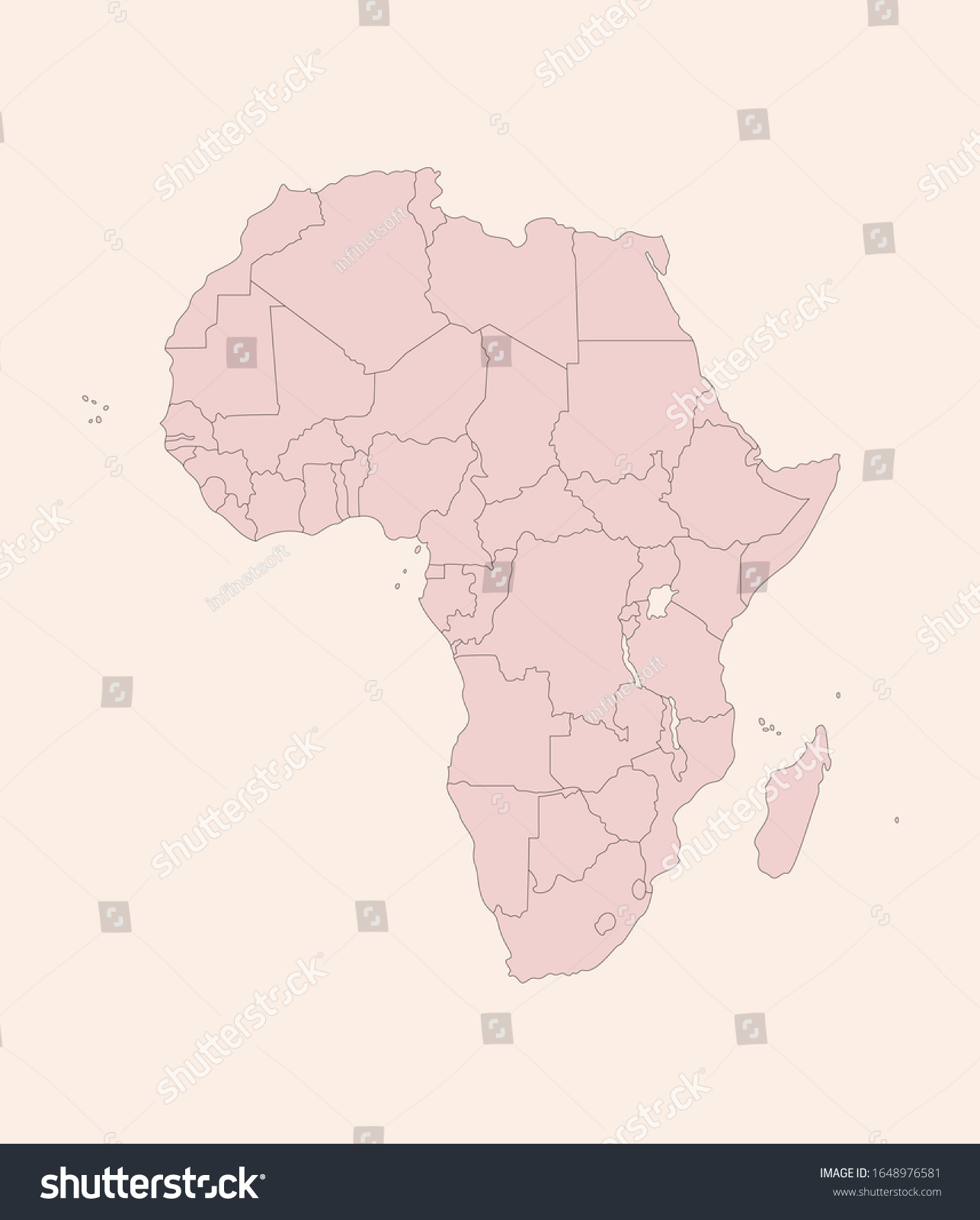 Vektor Stok Africa Political Map Countries Graphics Design Tanpa Royalti 1648976581 Shutterstock 9637