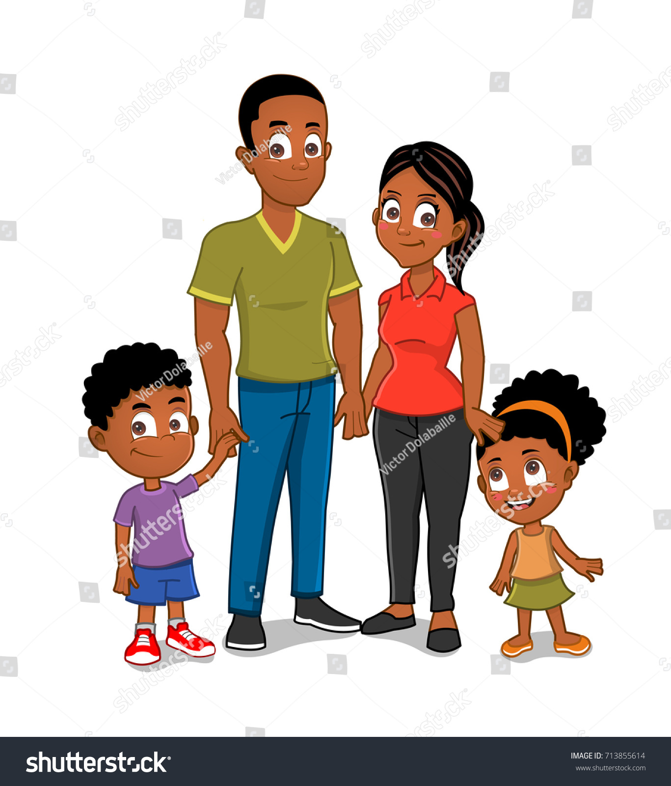 African American Family Stock Vector (Royalty Free) 713855614 ...