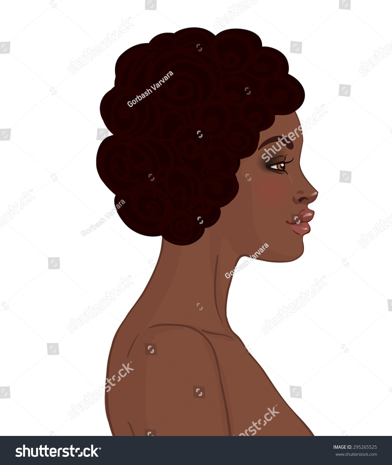 African American Girl Face Vector Illustration Stock Vector (Royalty ...