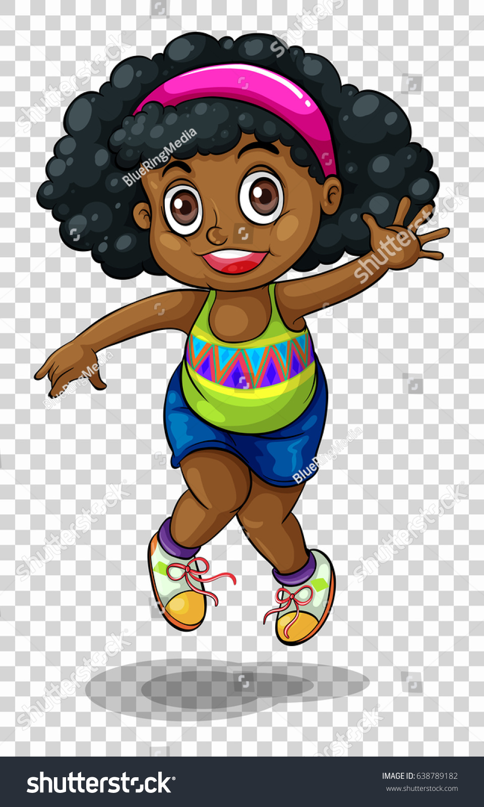 African American Girl Jumping Illustration Stock Vector (Royalty Free ...