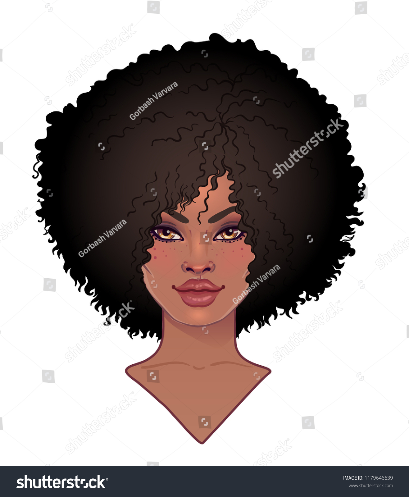 African American Pretty Girl Isolated On Stock Vector (Royalty Free ...