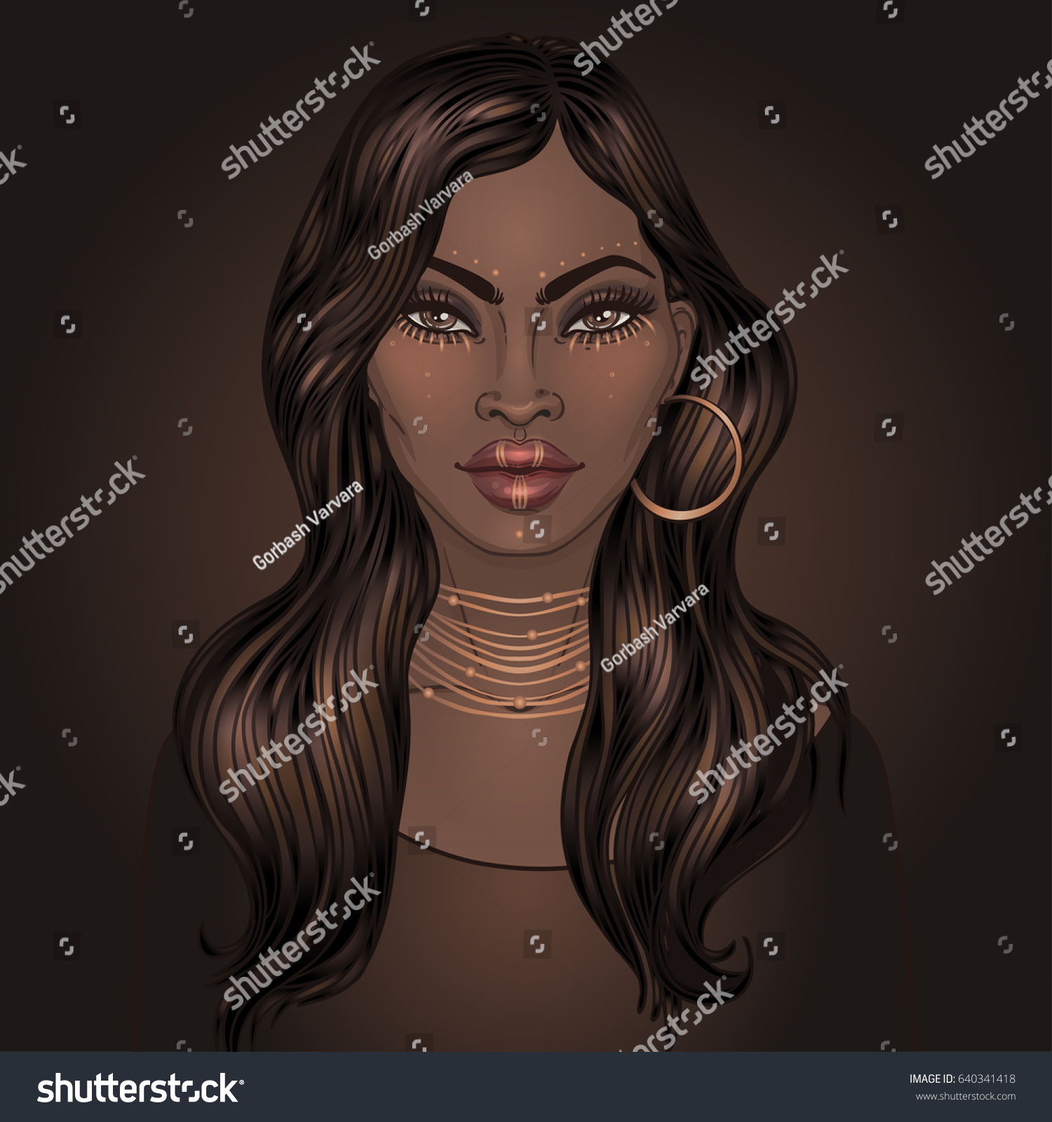 African American Pretty Girl Vector Illustration Vector De Stock Libre De Regalías 640341418 7516