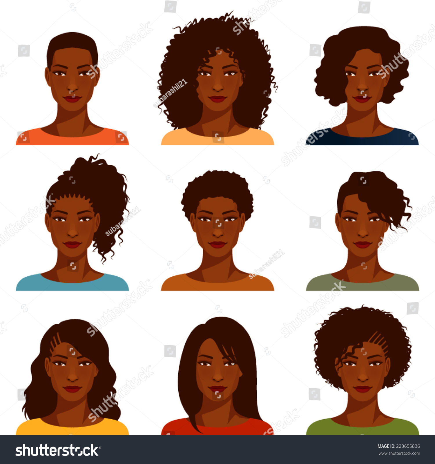 African American Women Various Hairstyles Stock Vector (Royalty Free ...