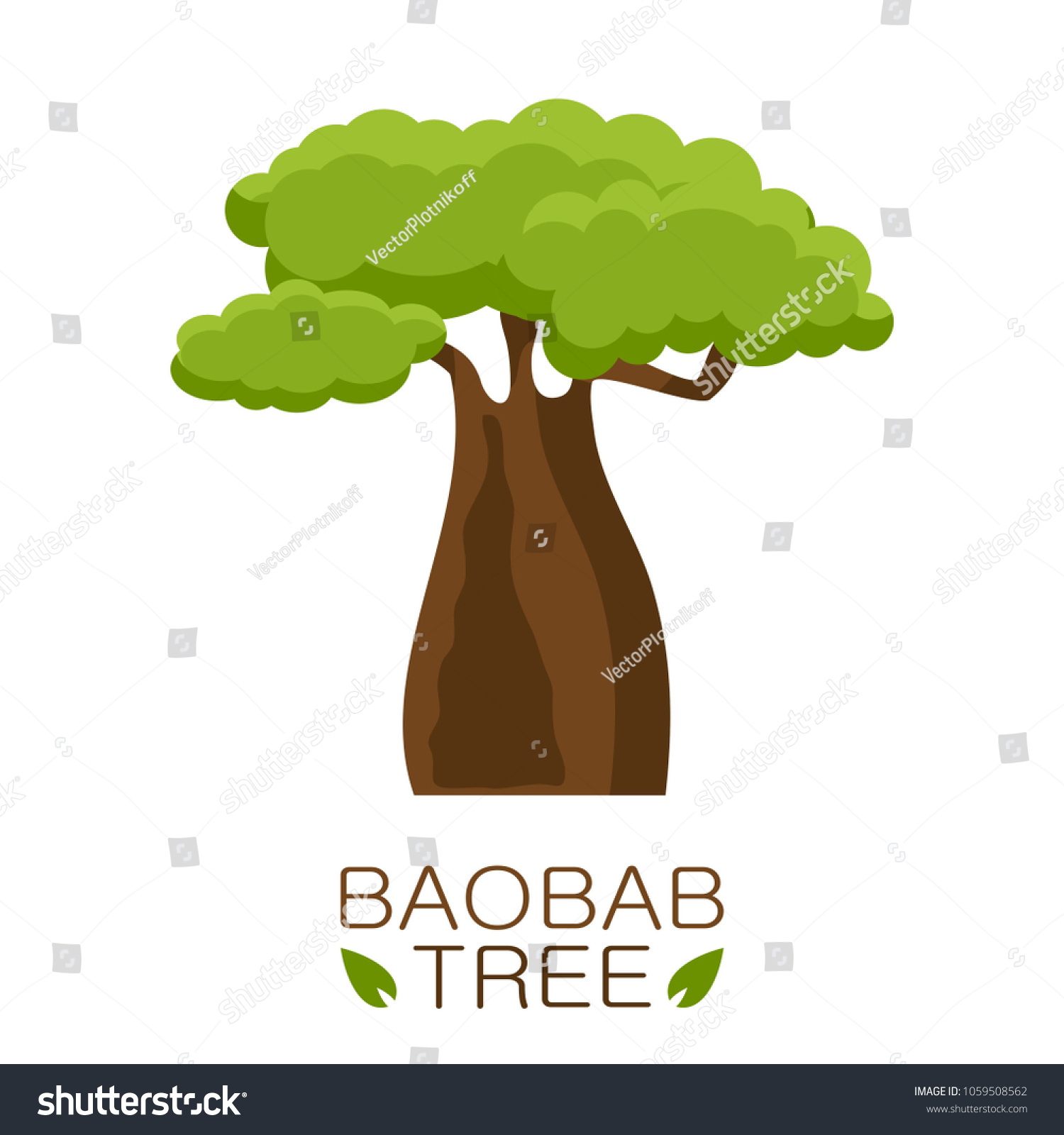 SVG of African Baobab tree icon with text isolated on white background. Vector illustration svg