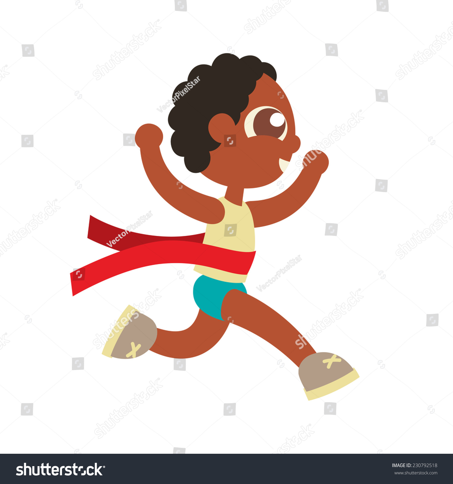 African Boy Running Winner Winner Crossing Stock Vector 230792518 ...