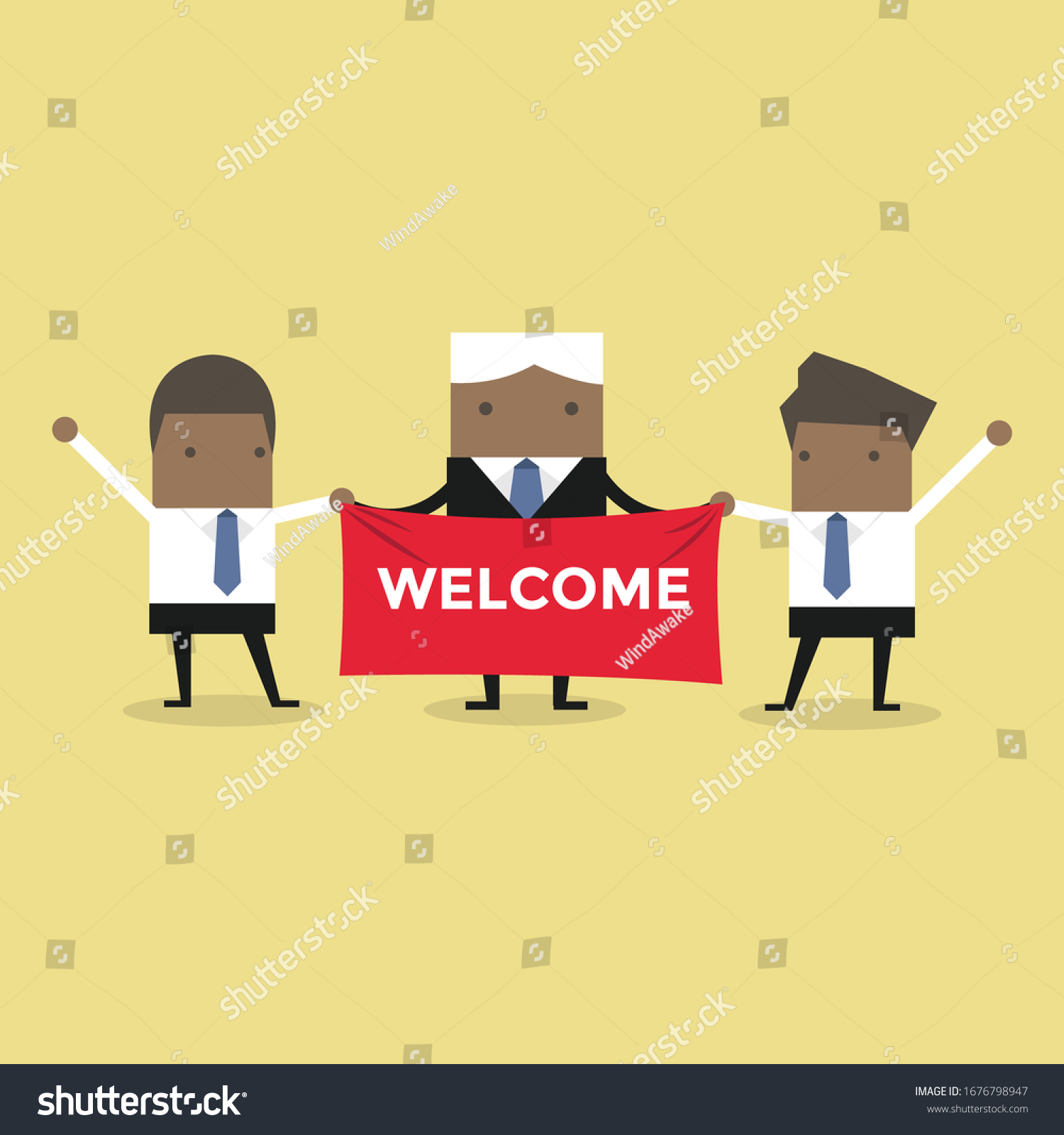 African Businessman Holding Welcome Sign Stock Vector Royalty Free 1676798947 Shutterstock 1136