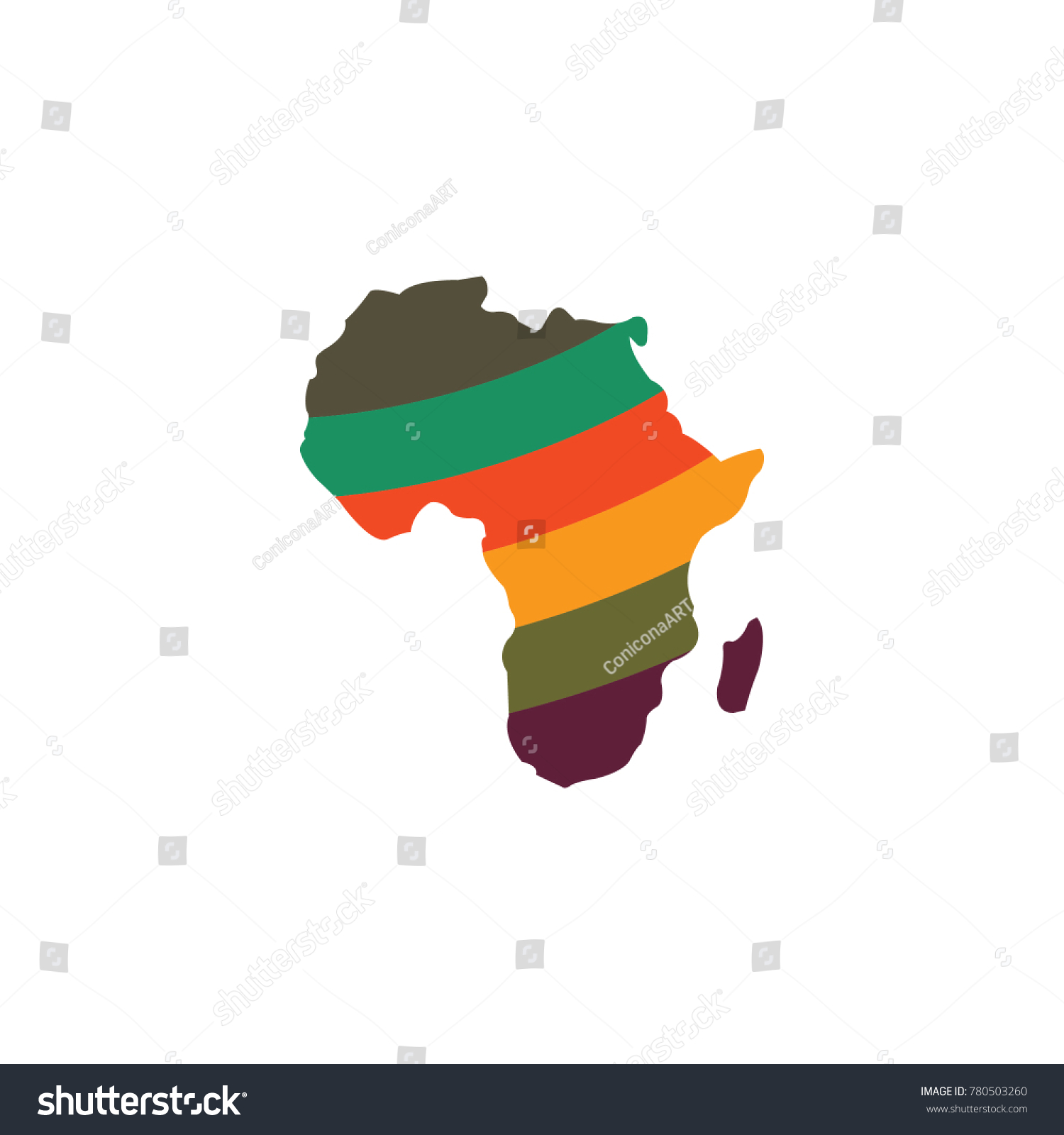 African Colorful Map Africa Map Silhouette Stock Vector Royalty Free 780503260 8618