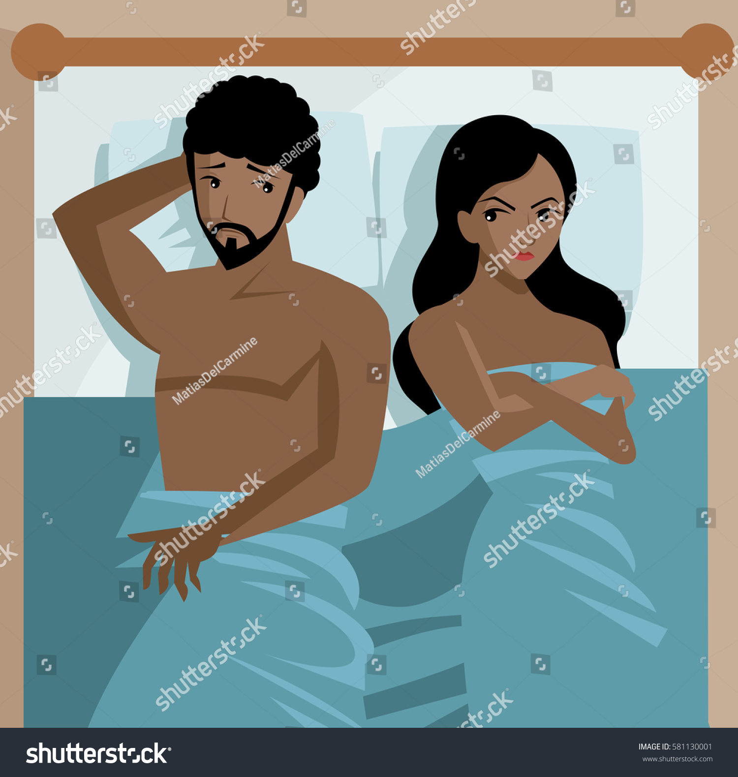 African Couple Bed Problems Sexual Dysfunction Stock Vector Royalty Free 581130001