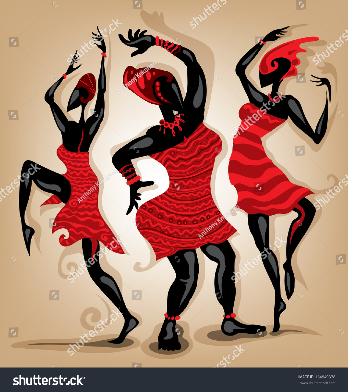 African Dancers Vector Stock Vector (Royalty Free) 164849378 | Shutterstock