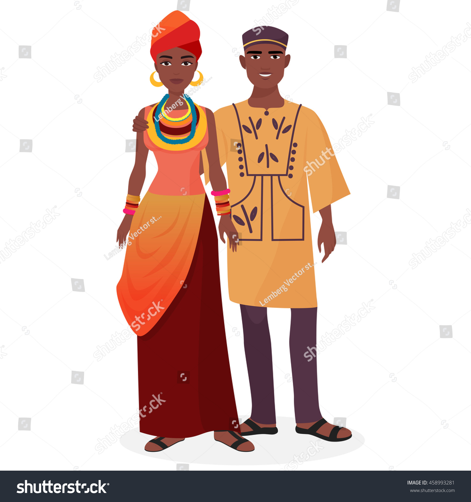 African Family African Man Woman Couple Stock Vector (Royalty Free ...