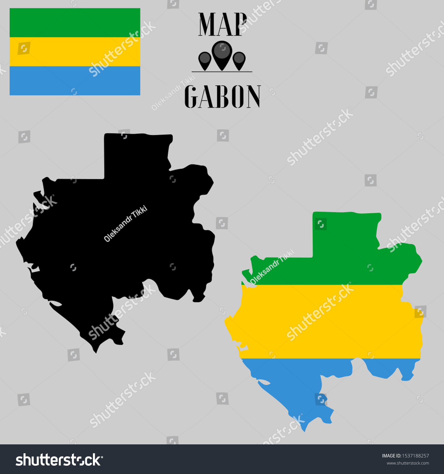 African Gabon Liberville Outline World Map Stock Vector (Royalty Free ...