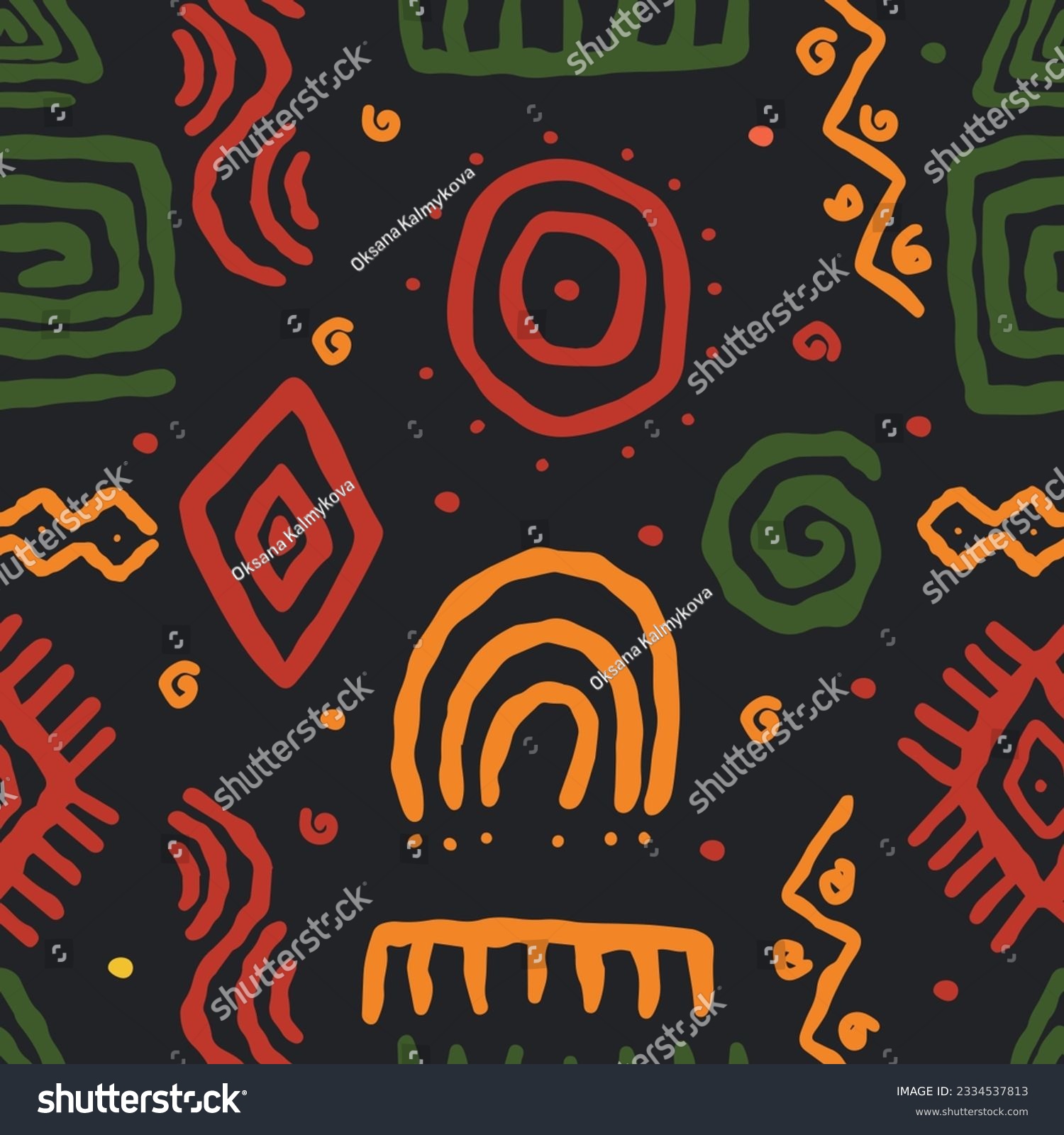 SVG of African geometric print. African pattern. Abstract african art style seamless pattern. Hand drawn tribal decoration background with boho doodle shapes and ethnic symbols.  svg