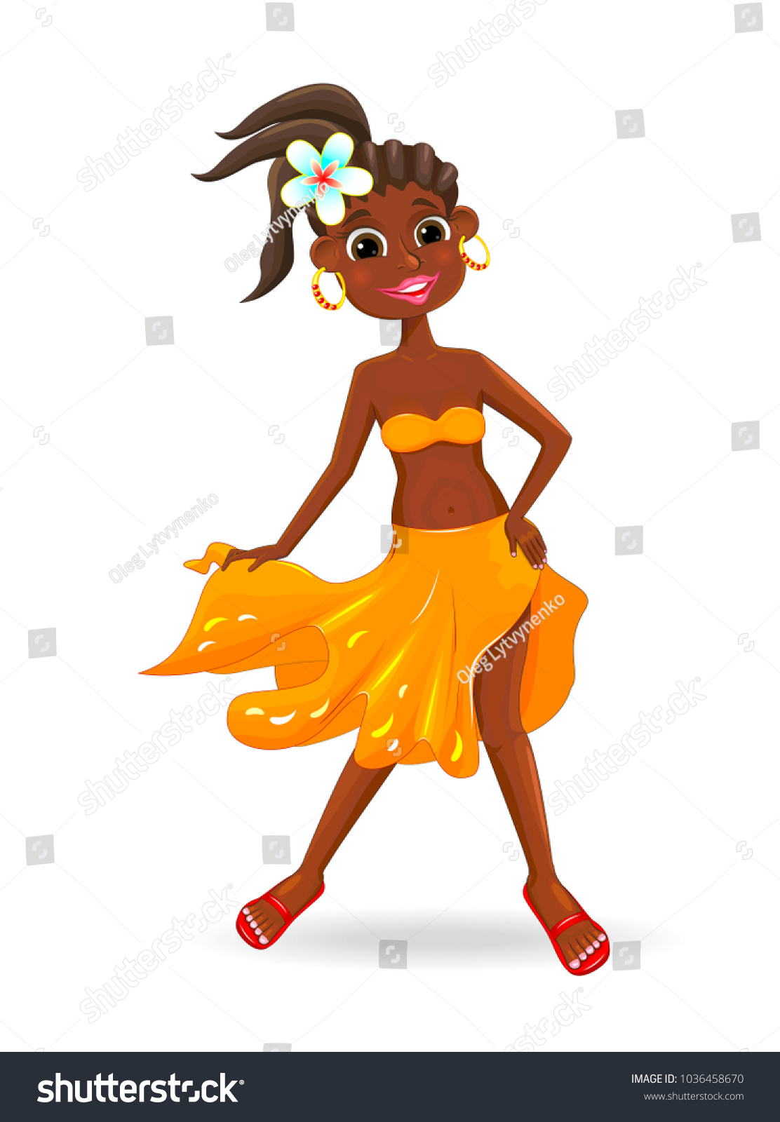 African Little Girl Skirt Flower Her Stock Vector (Royalty Free ...