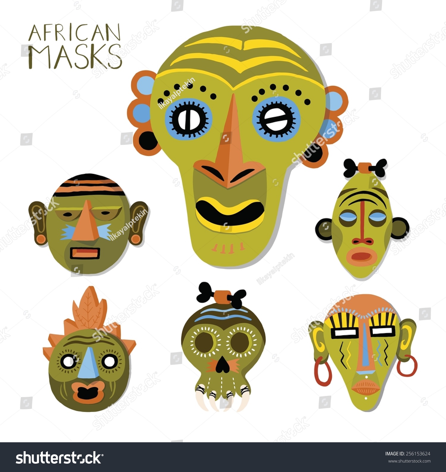 African Masks Set Illustration Stock Vector (Royalty Free) 256153624