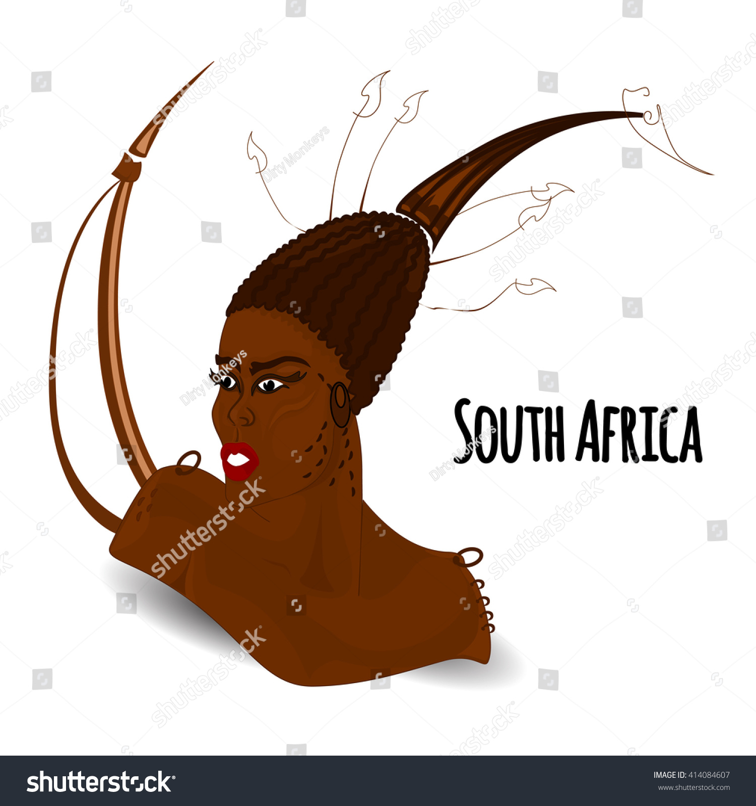 African Natives Beautiful Black Woman African Stock Vector Royalty Free 414084607 3613