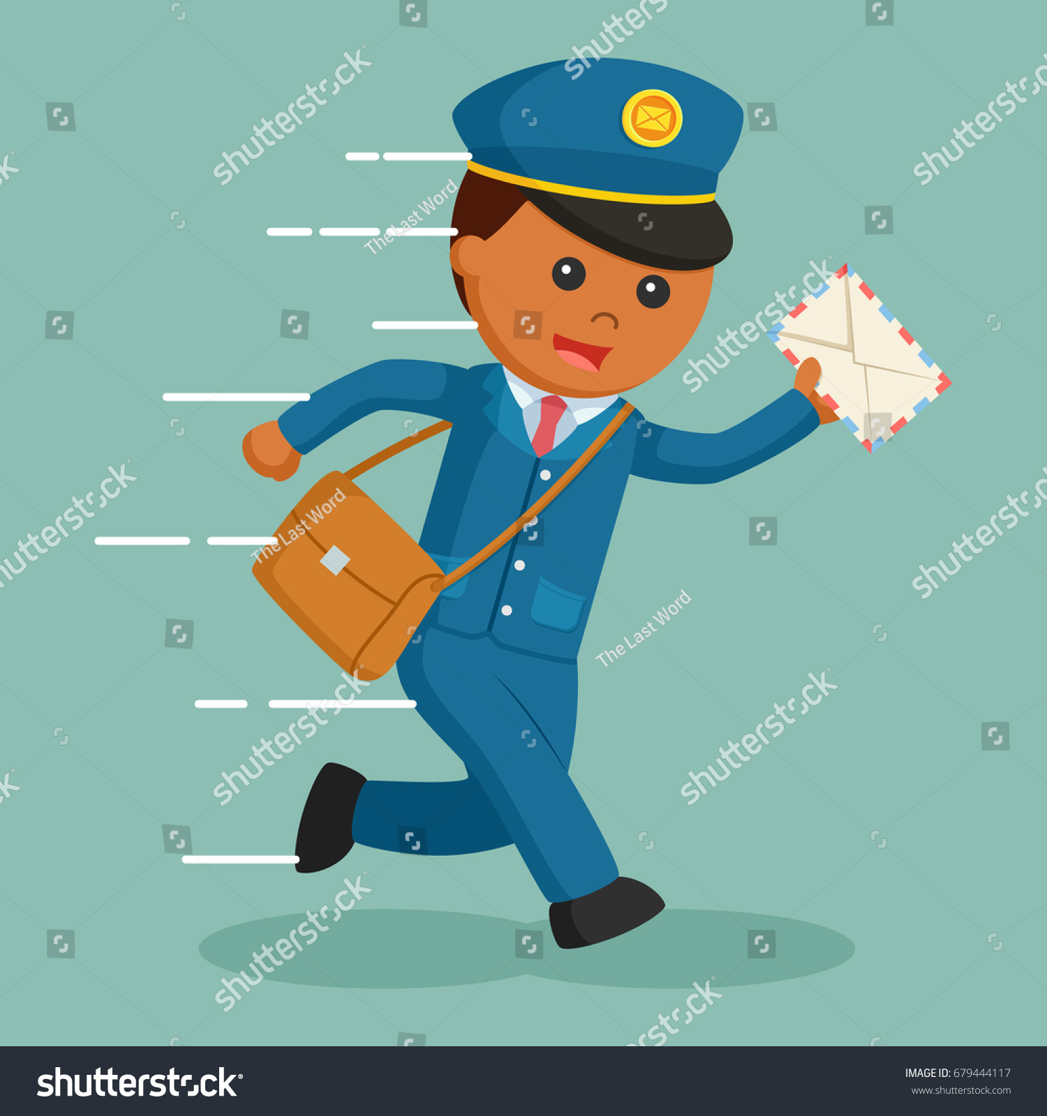 African Postman Running Deliver Letter Stock Vector (Royalty Free ...