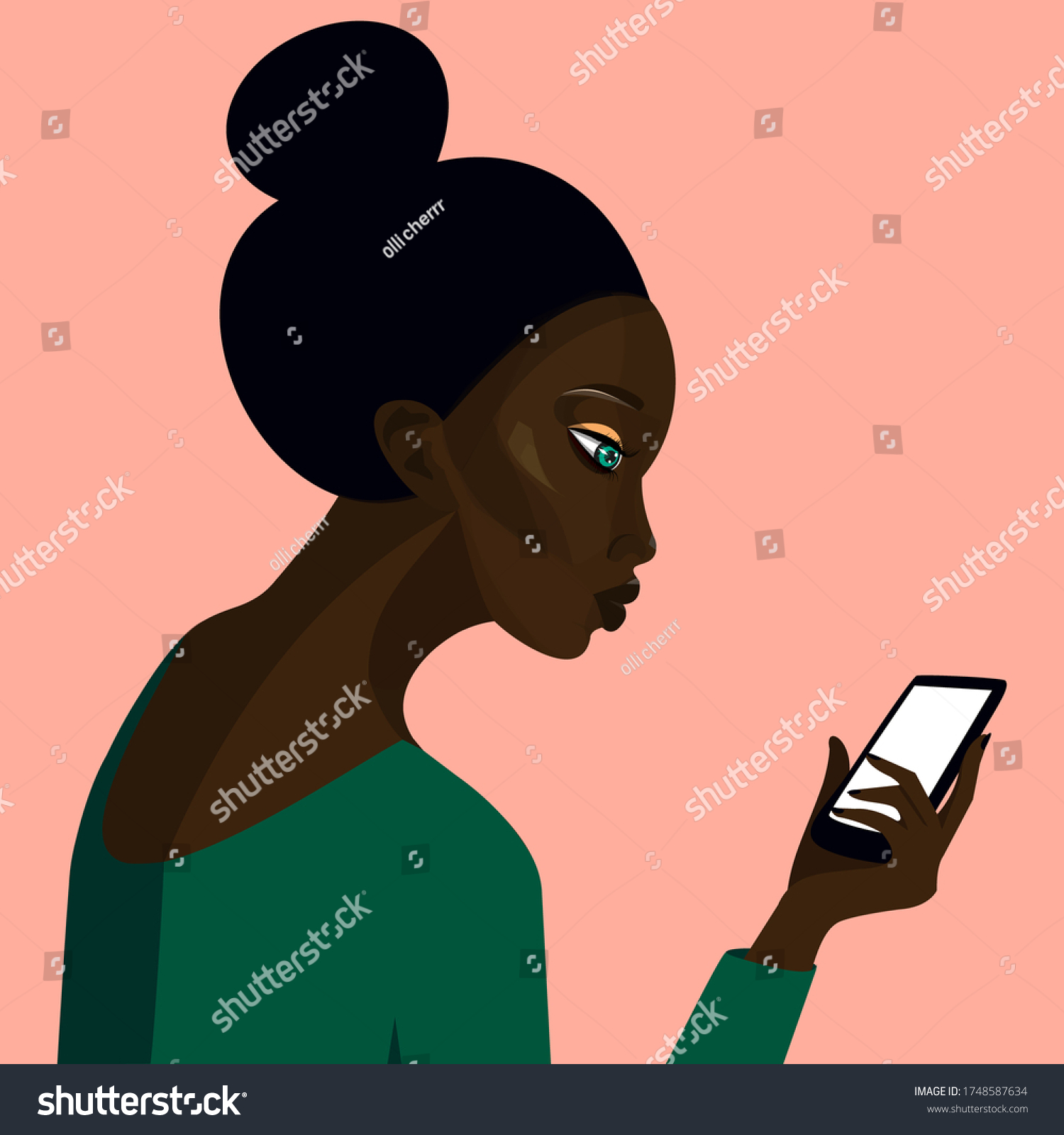 African Pretty Girl Vector Illustration Black Stock Vector Royalty Free 1748587634 Shutterstock 0714