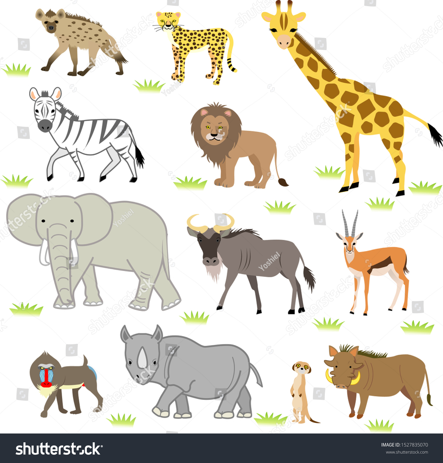 African Savanna Animals Beasts Herbivores 库存矢量图（免版税）1527835070