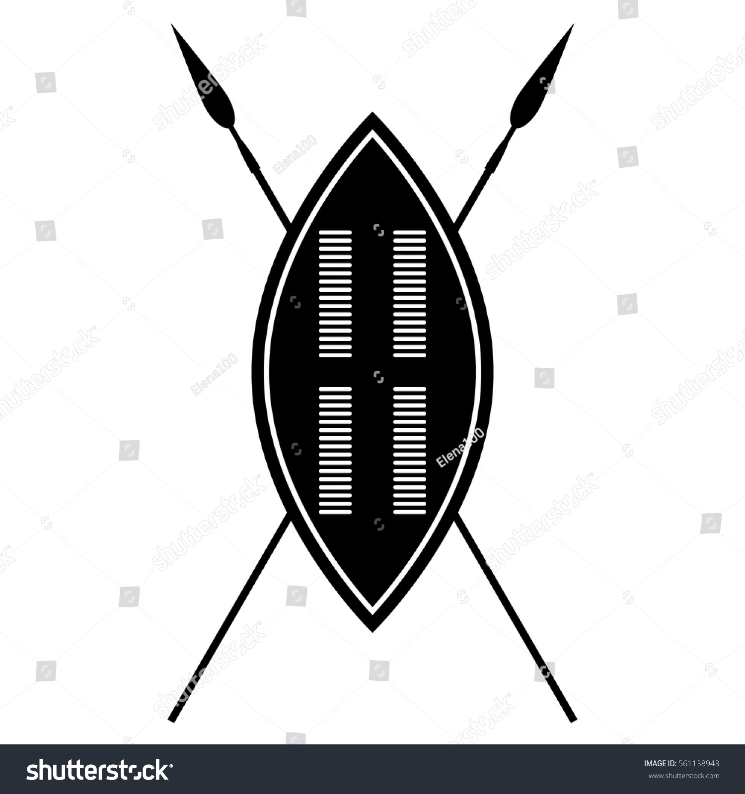 African Shield Spears Icon Stock Vector 561138943 - Shutterstock